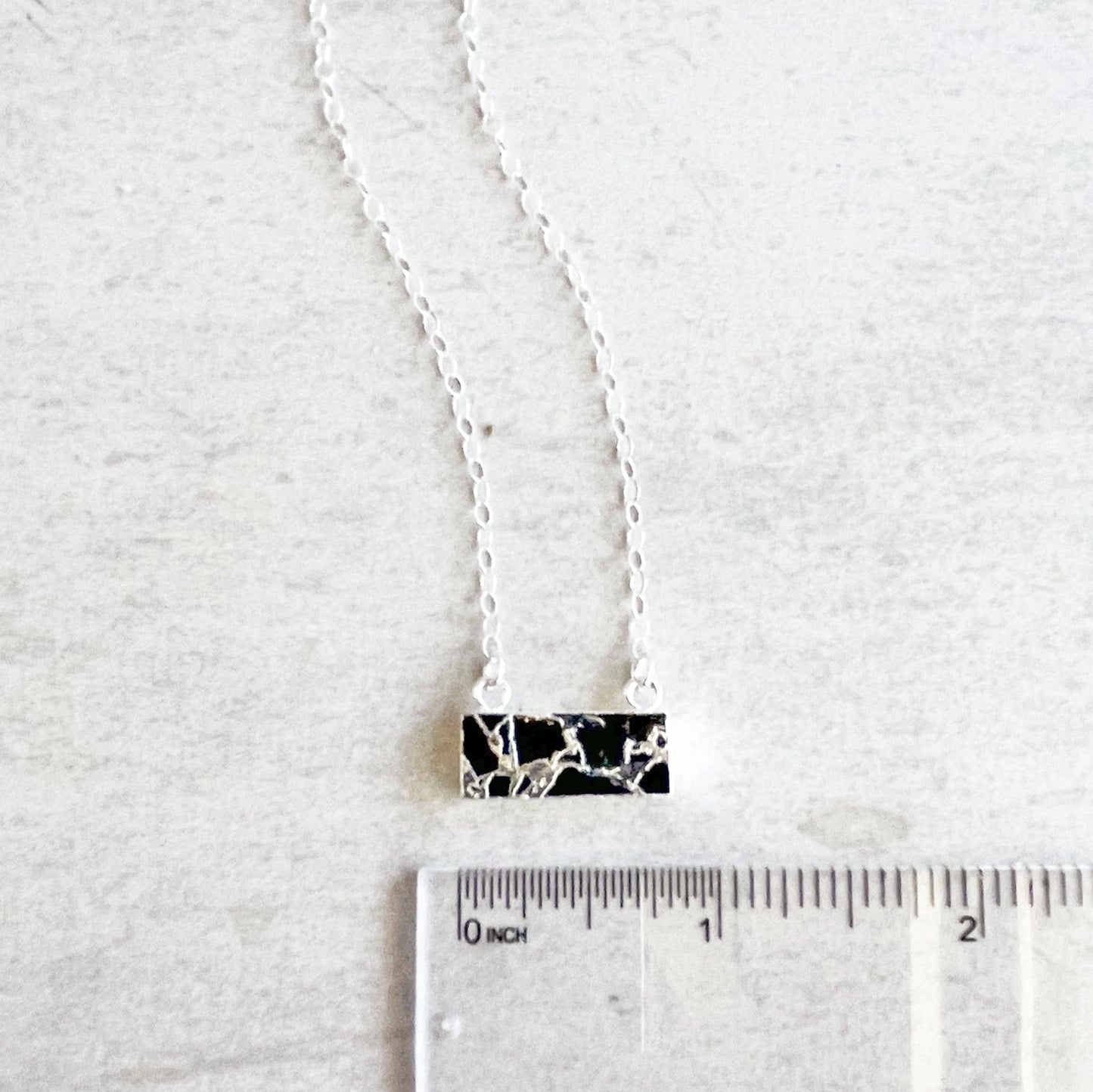 Black Mojave Bar Necklace in Silver. Silver Bar Necklaces