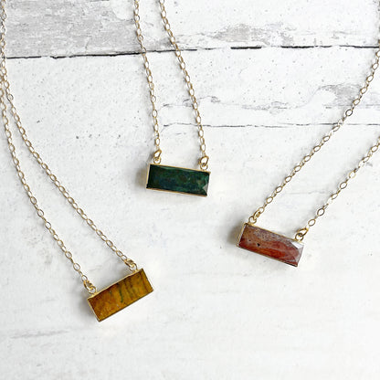 Jasper Bar Necklace in Gold