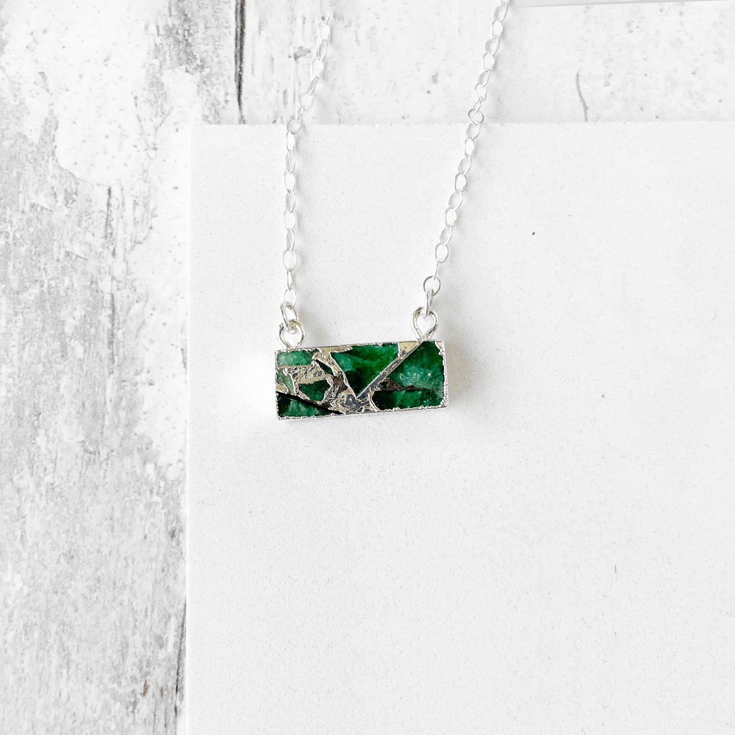 Dainty Mojave Turquoise Bar Necklace in Sterling Silver