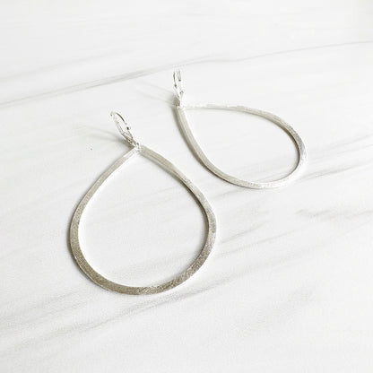 Large Teardrop Statement Earrings in Brushed Gold and Silver