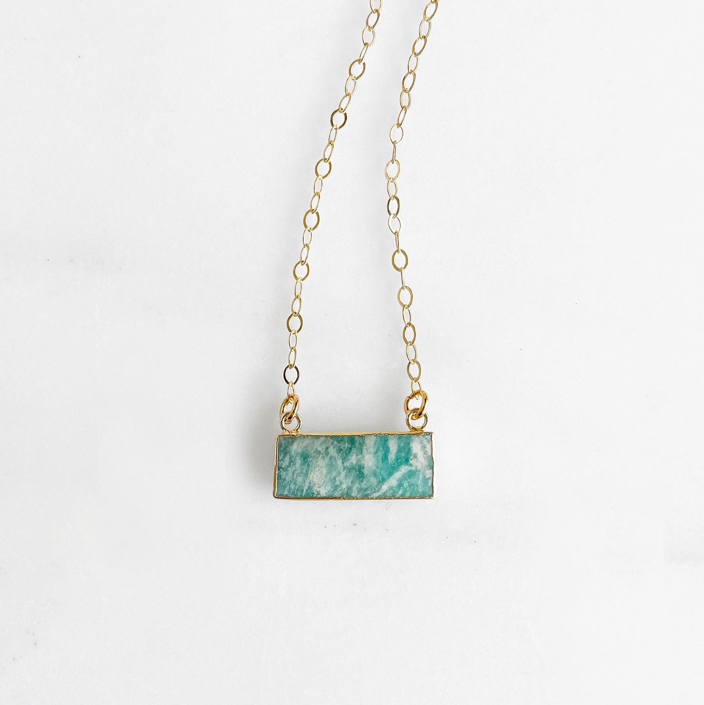 Small Amazonite Bar Necklaces in Sterling Silver or 14k Gold Filled