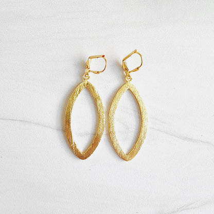 Simple Marquise Statement Earrings in Brushed Gold