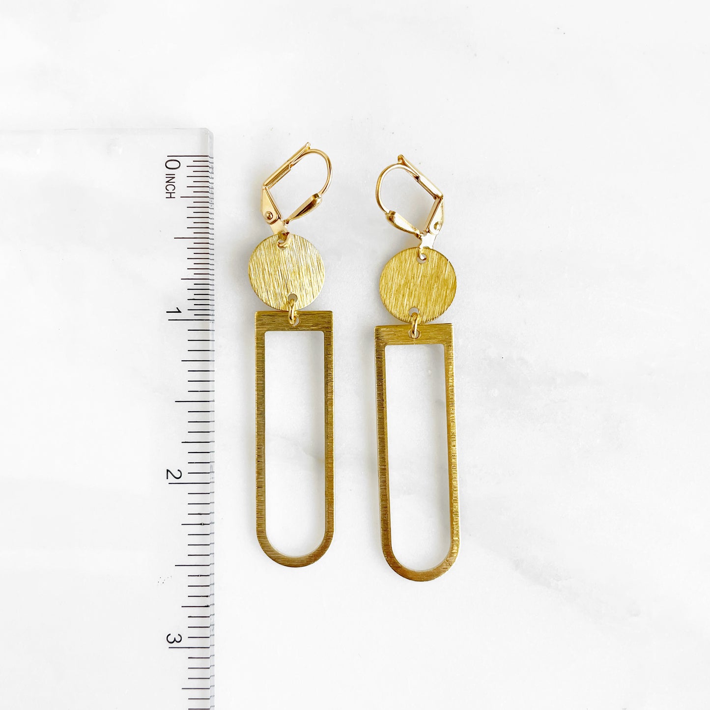 Simple Brass Geometric Dangle Earrings in Gold
