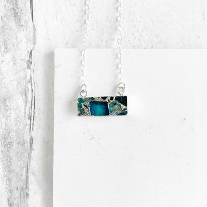 Dainty Mojave Turquoise Bar Necklace in Sterling Silver